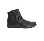 SCOUT ANKLE BOOT WITH HOOK & LOOP CLOSURE RUBBER SOLE IN BLACK SMOOTH LEATHER - SIDE VIEW