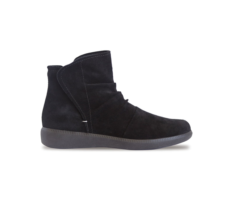 SCOUT ANKLE BOOT WITH HOOK & LOOP CLOSURE RUBBER OUTSOLE IN BLACK SUEDE-side view