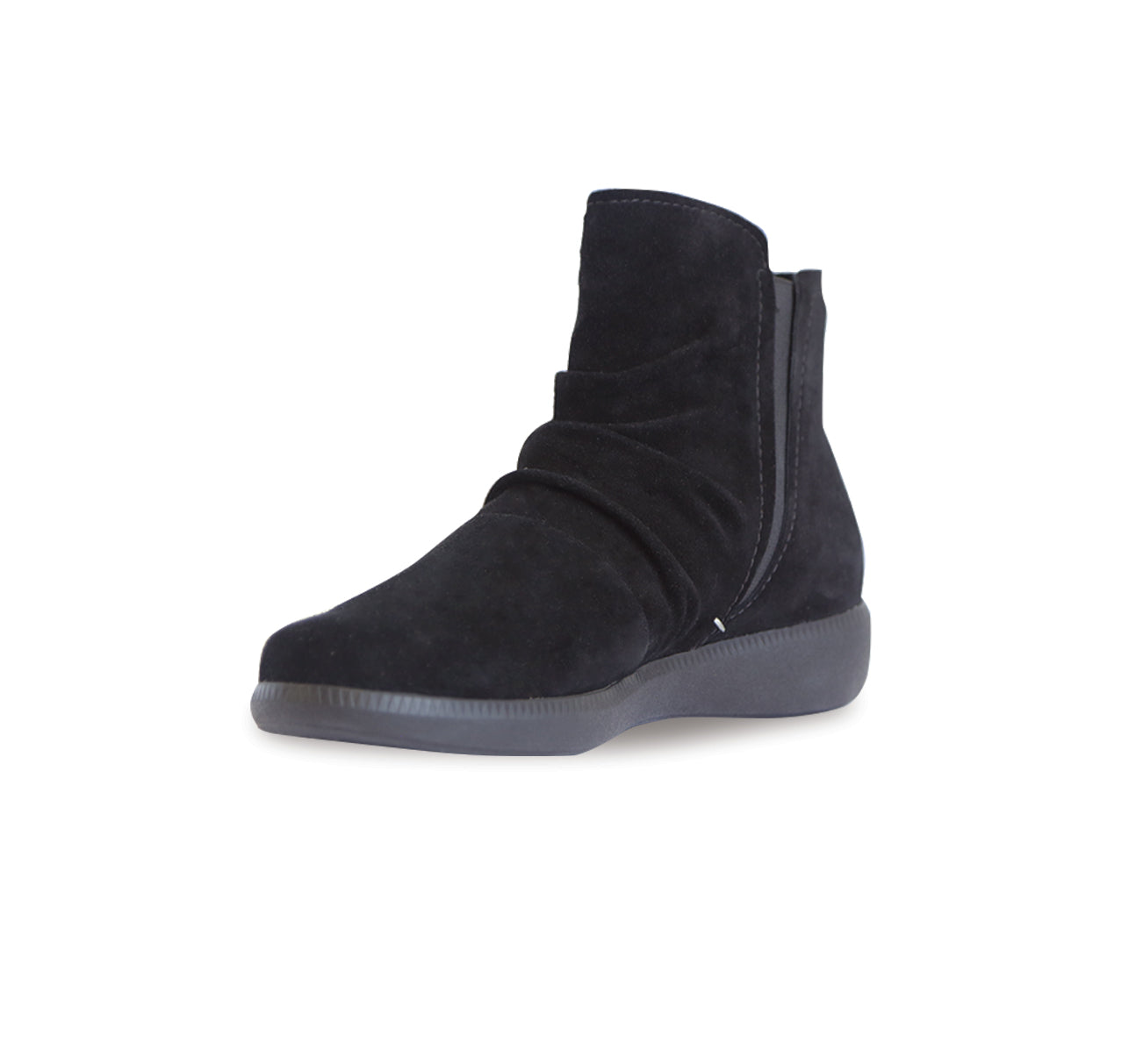 SCOUT ANKLE BOOT WITH HOOK & LOOP CLOSURE RUBBER OUTSOLE IN BLACK SUEDE-inside view