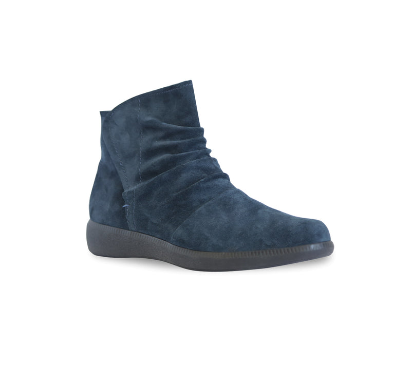 SCOUT ANKLE BOOT WITH HOOK & LOOP CLOSURE RUBBER OUTSOLE IN BLUE SUEDE-angle view