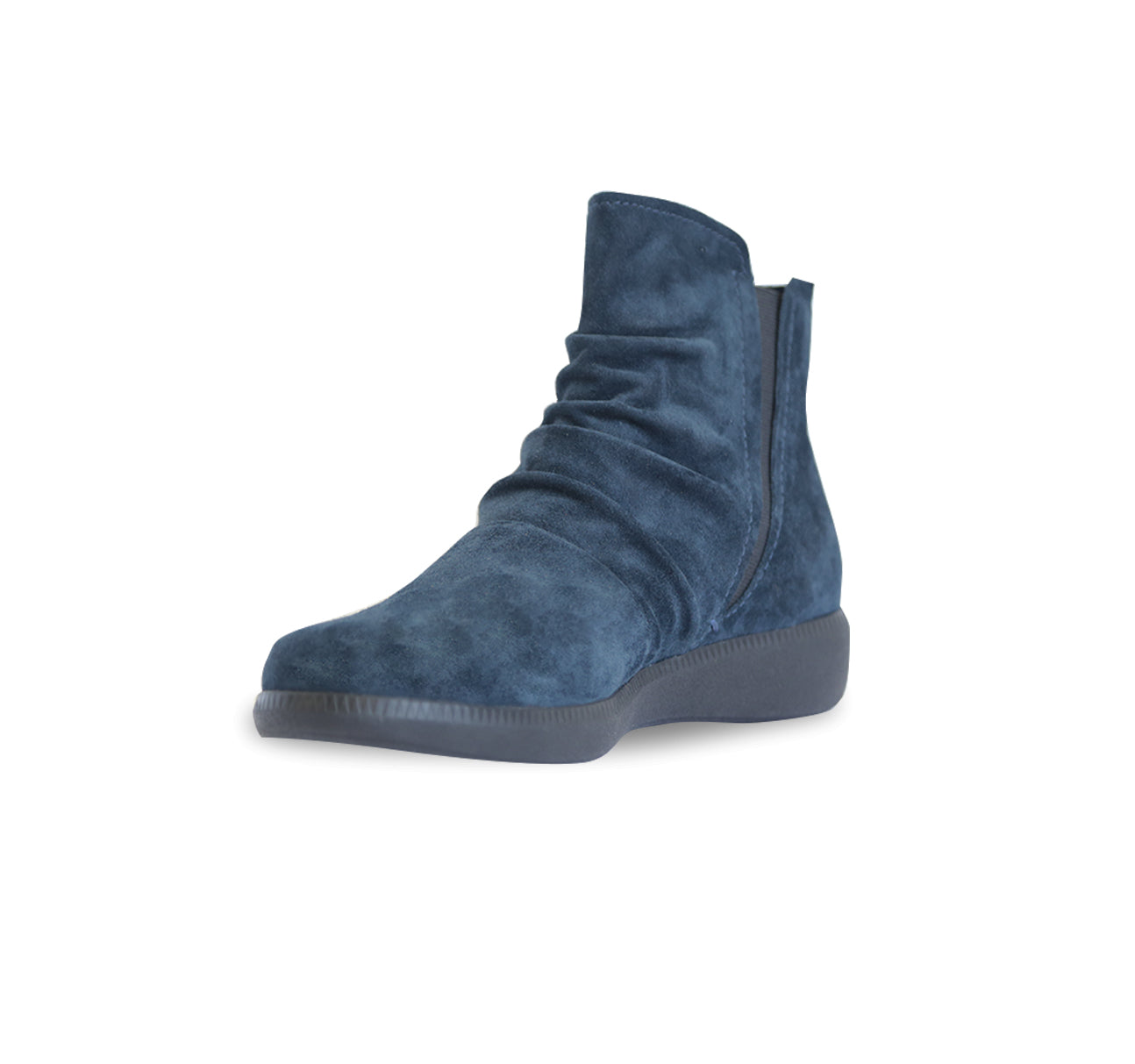 SCOUT ANKLE BOOT WITH HOOK & LOOP CLOSURE RUBBER OUTSOLE IN BLUE SUEDE-inside view