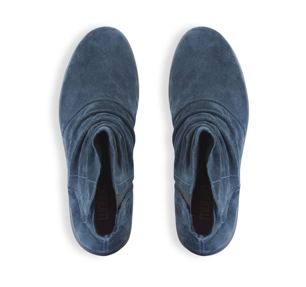 SCOUT ANKLE BOOT WITH HOOK & LOOP CLOSURE RUBBER OUTSOLE IN BLUE SUEDE-top view