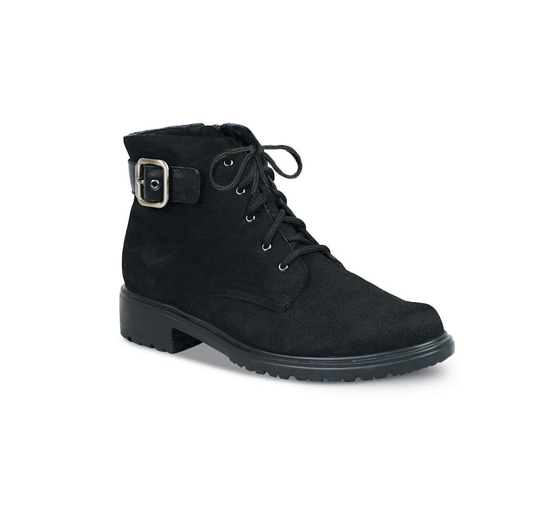 BRADLEY CASUAL BOOT WITH LACES AND ZIPPER IN BLACK TUMBLED NUBUCK - Angle View