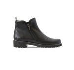 ROURKE DOUBLE ZIPPER ANKLE BOOTIE IN BLACK LEATHER-SIDE VIEW