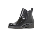 Munro Rourke ankle double zipper boot in black patent leather - INSIDE VIEW