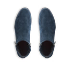 ROURKE DOUBLE ZIPPER ANKLE BOOTIE IN BLUE SUEDE-TOP VIEW