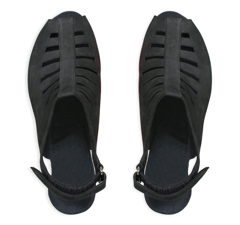 Abby slingback sandal in black nubuck Top View