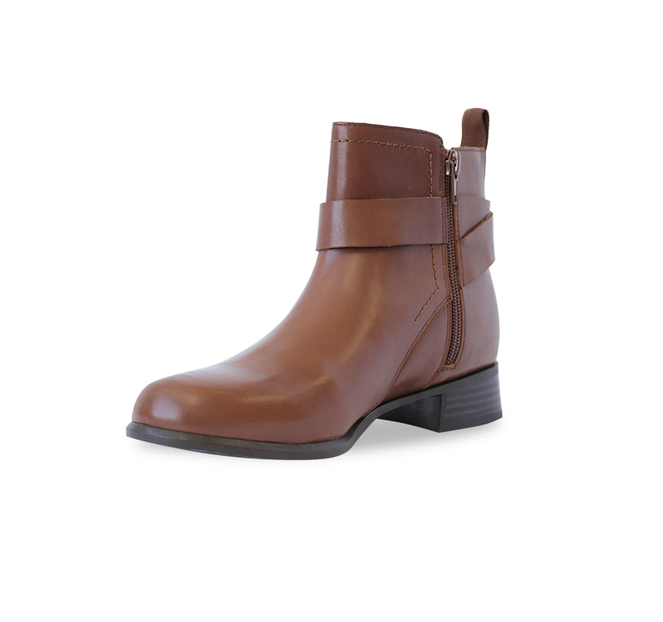 CHESTNUT IN LUGGAGE LEATHER BOOT WITH LEAWOOD HEEL - INSIDE VIEW