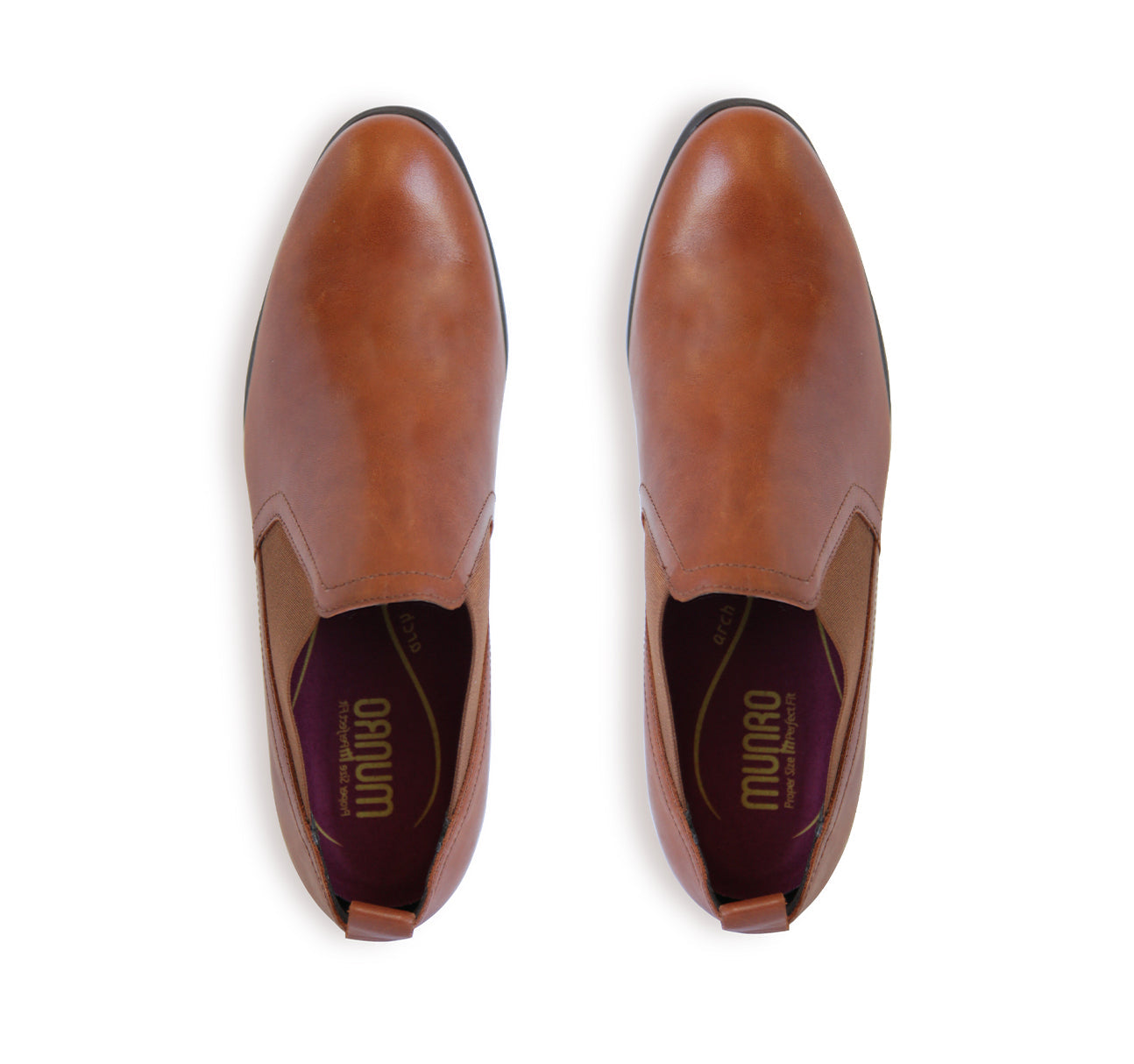 Jessie is a Chelsea bootie, with a classic look, in chestnut color calf leather-TOP VIEW