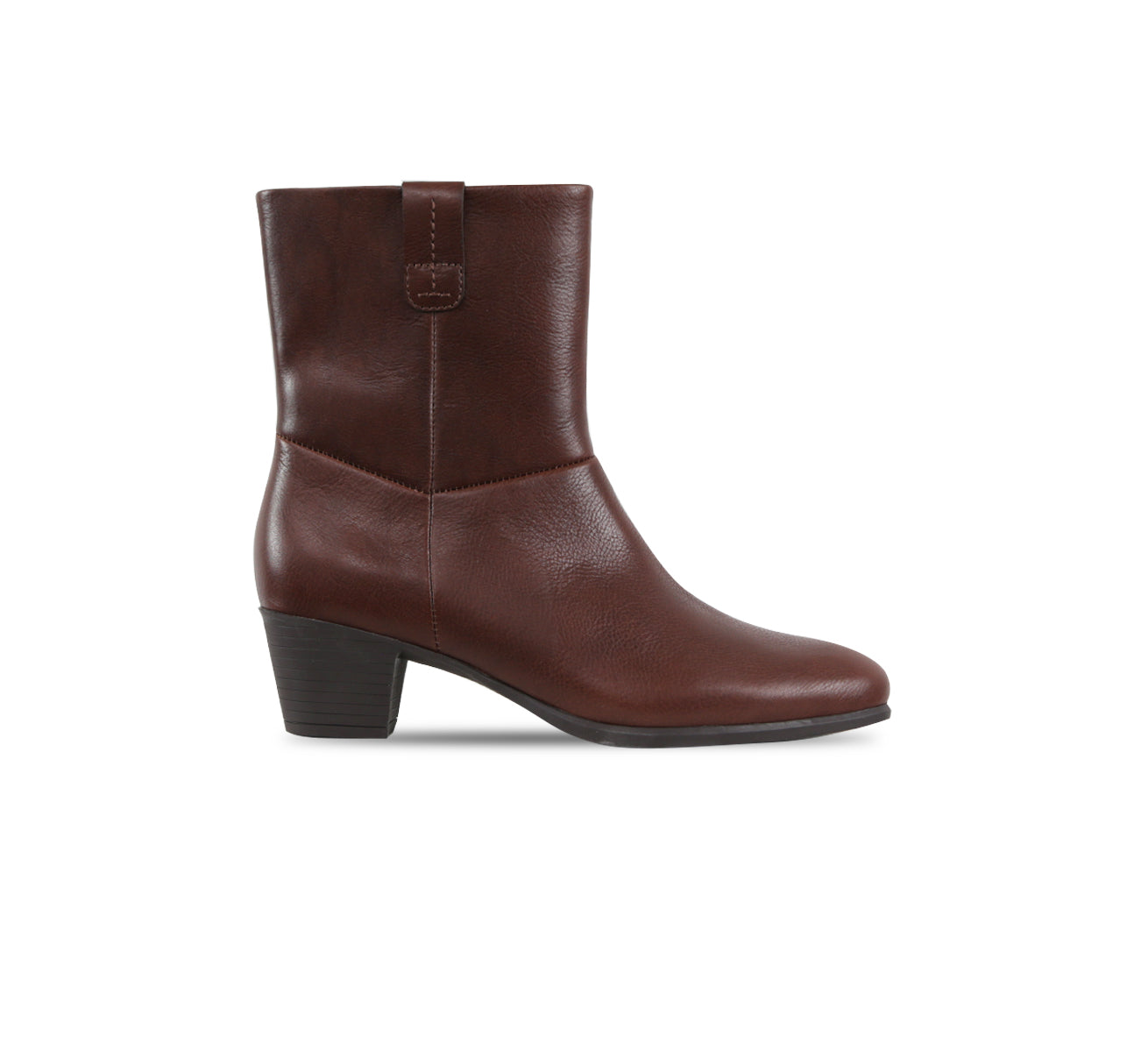 TYLER MID-CALF BOOT IN DARK RUST SUPPLE CALF LEATHER-SIDE VIEW