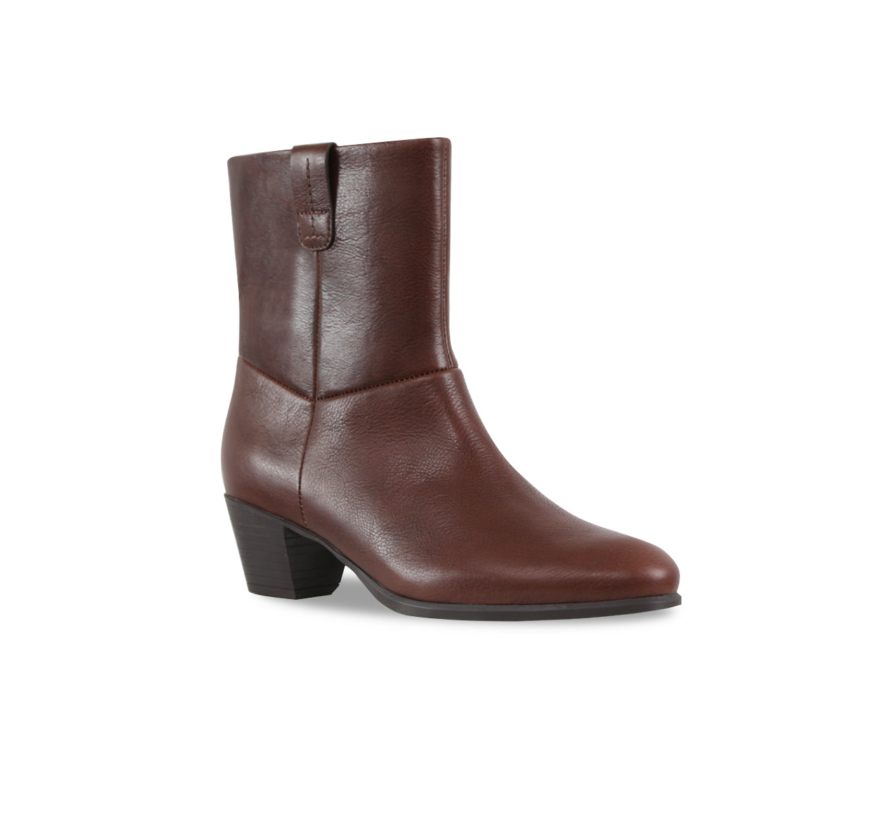 TYLER MID-CALF BOOT IN DARK RUST SUPPLE CALF LEATHER-ANGLE VIEW