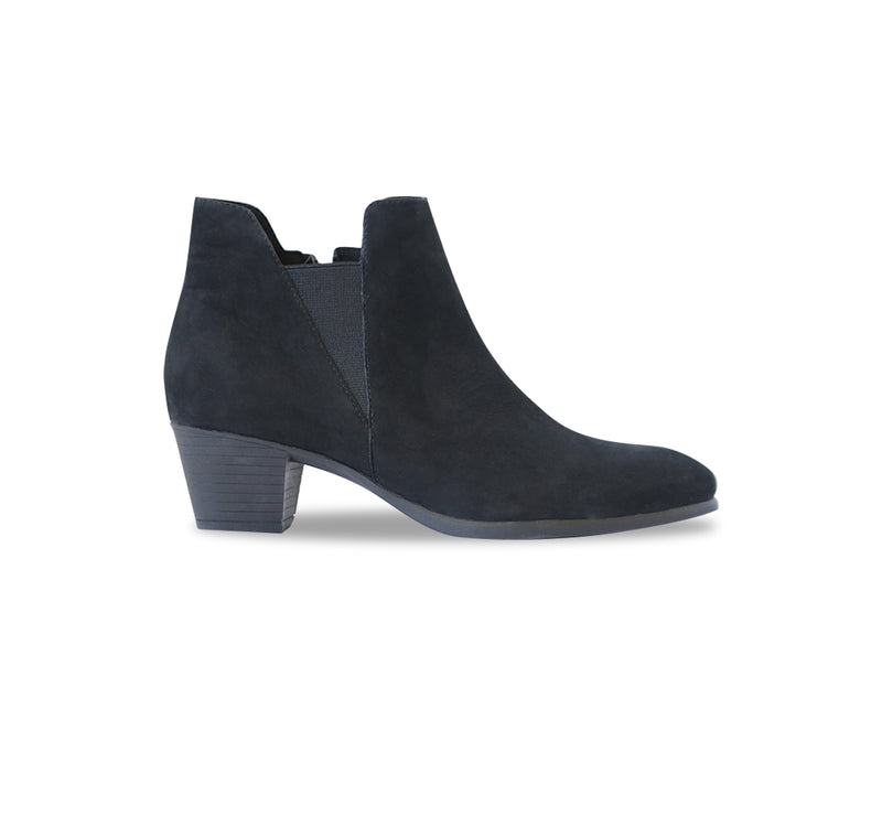 JACKSON CHELSEA STYLE BOOTIE IN BLACK SUEDE-side view