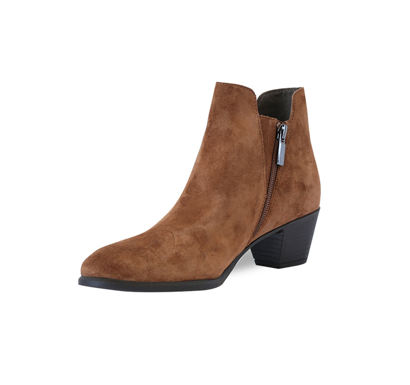 JACKSON A CHELSEA STYLE BOOTIE IN NEW TOBACCO COLOR SUEDE - INSIDE VIEW