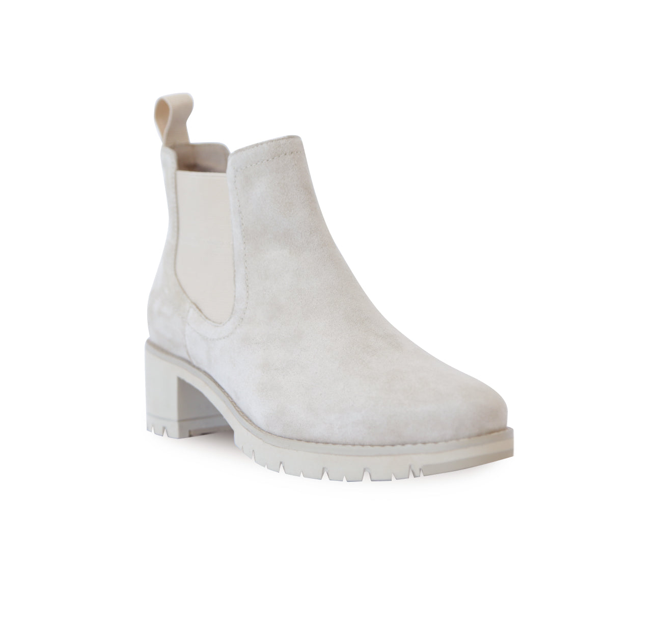 DARCY IN OFF-WHITE SUEDE ON LOW PLATFORM EVA & RUBBER OUTSOLE - ANGLE VIEW