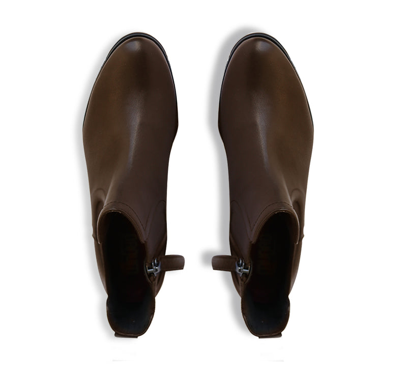 DARCY IN BROWN LEATHER ON LOW PLATFORM EVA & RUBBER OUTSOLE - TOP VIEW