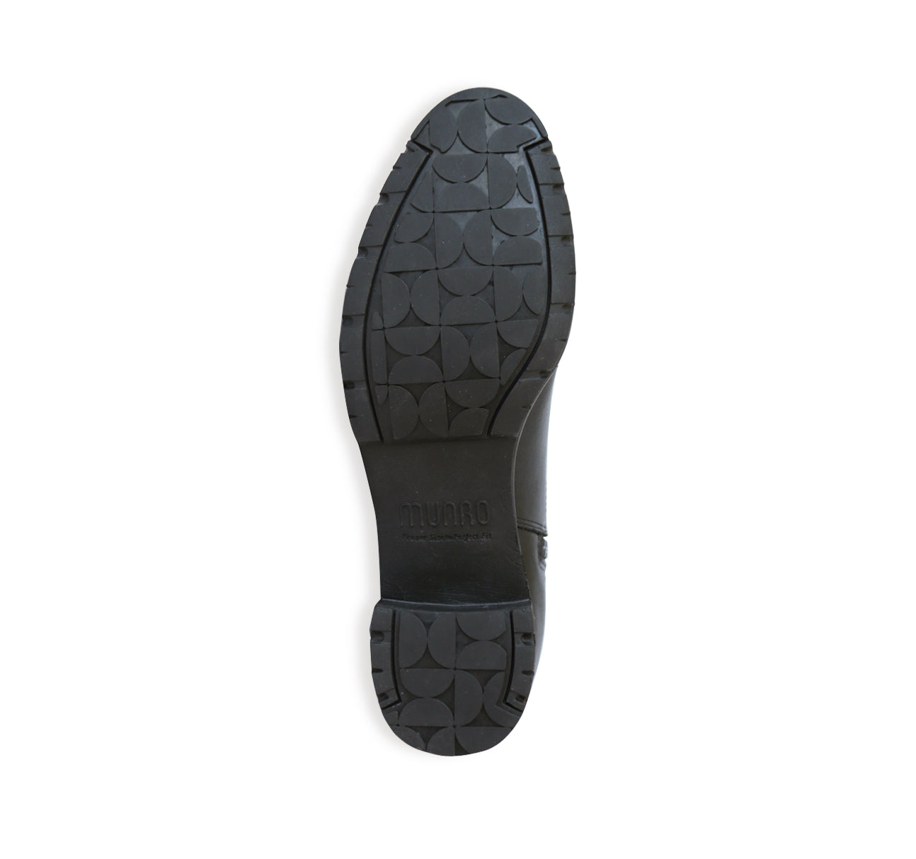 DARCY IN BLACK LEATHER ON LOW PLATFORM EVA & RUBBER OUTSOLE - BOTTOM VIEW