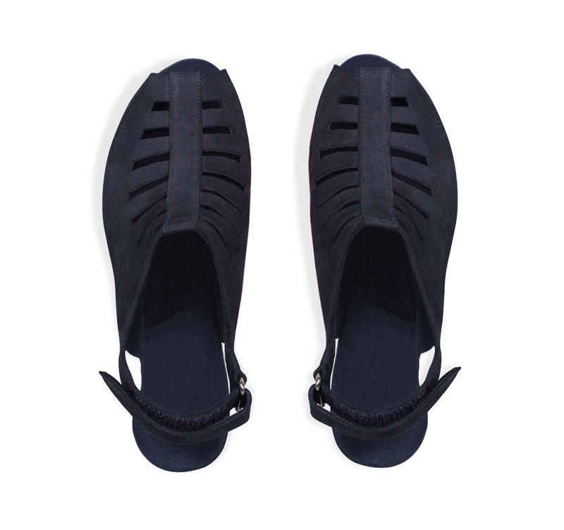 ABBY 1.75 INCH HEEL IN NAVY UN-LINED NUBUCK - TOP VIEW