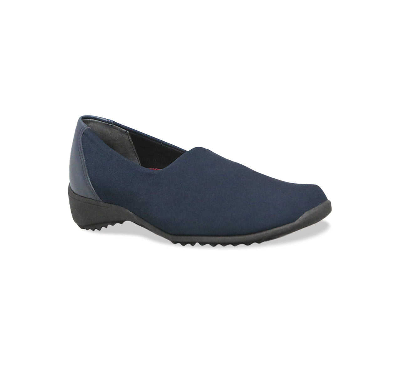 TRAVELER WALKING SHOE IN NAVY FABRIC AND LEATHER - Angle View