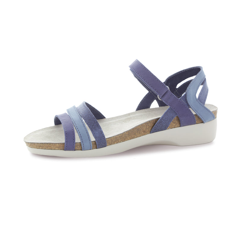 SUMMER STRAPPY FOOTBED SANDAL IN MULTI-MATERIAL BLUE LEATHER - Inside View